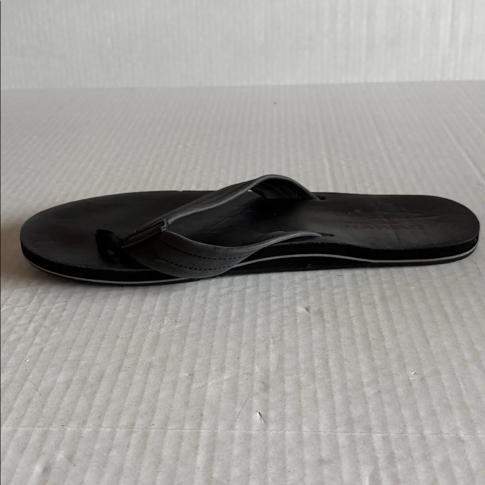 Scott Hawaii Black Leather Flip Flop Sandals